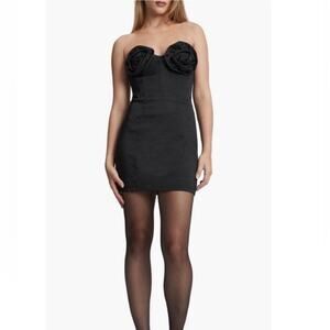 Bardot | Brixton Strapless Mini Dress Sheath Rosette Rose Black XXL NWT